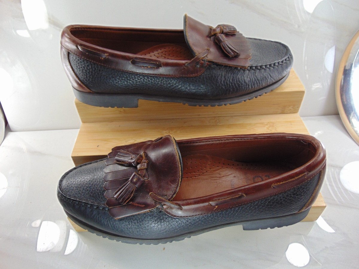 Vintage Allen Edmonds Mens Sz 9 Nashua Loafers Kiltie Tassel Black/Brown Leather Allen Edmonds Nashua Loafers Kiltie Tassel Black Brown Shoes  main image 2