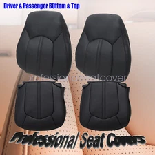 For Cadillac CTS 2008-2013 Front Bottom Top Replacement Seat Cover BLACK Leather