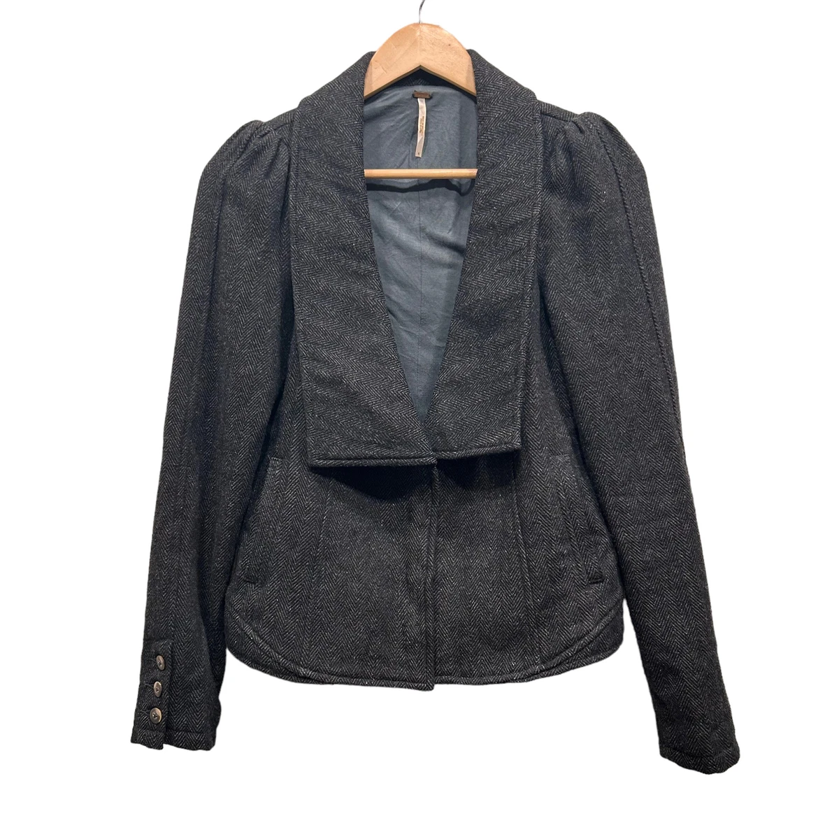 Blazer FREE PEOPLE En Laine à Manches Bouffantes - Taille 4, Occasion Très Bon état