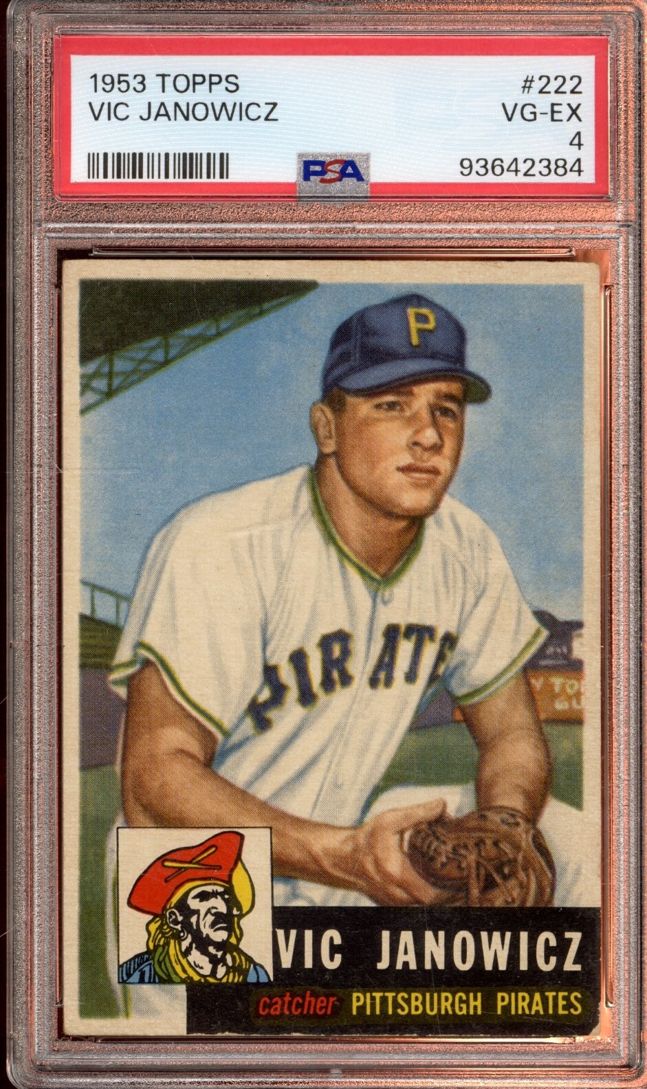 1953 Topps #222 Vic Janowicz RC PSA VG-EX 4 Pittsburgh Pirates CENTERED VSCARDS