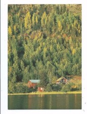 Radio QSL Suecia Internacional Estocolmo 1988 Red Farm and Lake 13675 kcs DX SWL