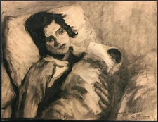 SOCIAL REALISM Judaica ~ THE UNWED MOTHER ~ c1920 French Jewish WOMAN ARTIST