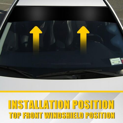 Car Window Sun Visor Strip Tint Film Front Windshield UV Shade DIY 60*8" Black - Picture 3 of 10