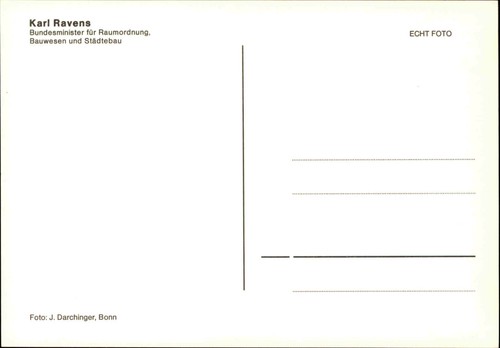 Autogrammkarte POLITIK Politiker KARL RAVENS Bundesminister Raumordnung Bauwesen - Bild 2 von 2