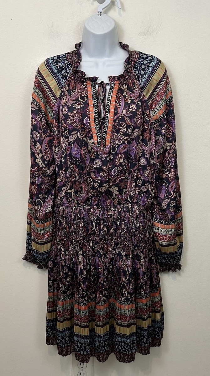 Current Air Women's Casual Dress Satin Multicolor Long Sleeve Size Large -  NWT | eBay