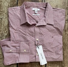 CALVIN KLEIN SLIM FIT EXTRA FINE STRIPED SHIRT RED MENS SIZE XXL NEW WITH TAGS