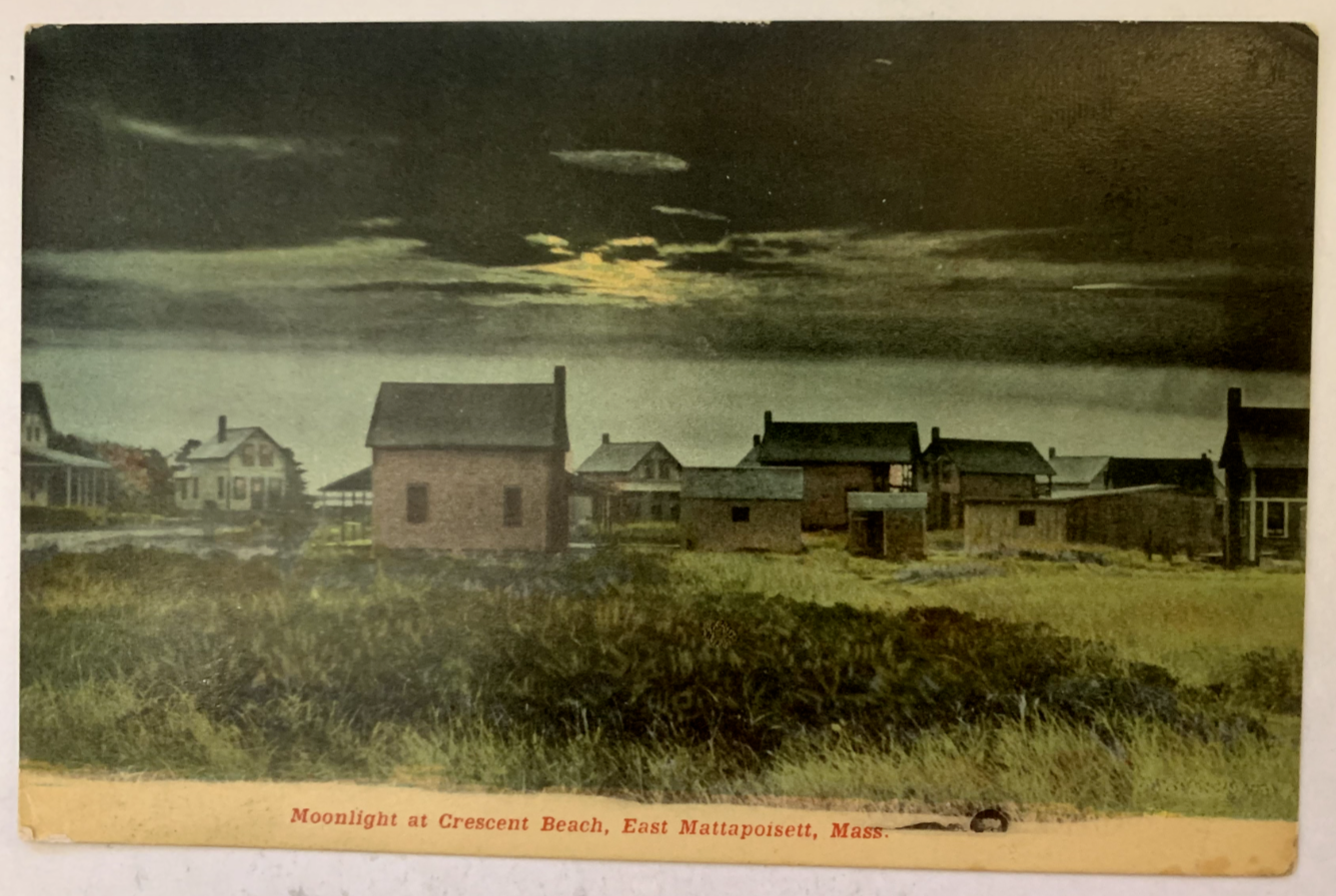 ca 1900s MA Postcard East Mattapoisett Moonlight Crescent Beach