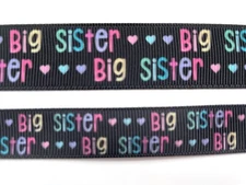 Big Little Sister black colorful Grosgrain ribbon 5/8" 7/8" bows