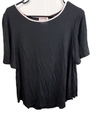 Kate Spade Womens Short Sleeve Top Medium Black Pink Keyhole Bow Back Minimalist