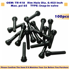 100pcs Black Tr418 Valves Standard 2" Snap In Tubeless Rubber Tire Valve Stem