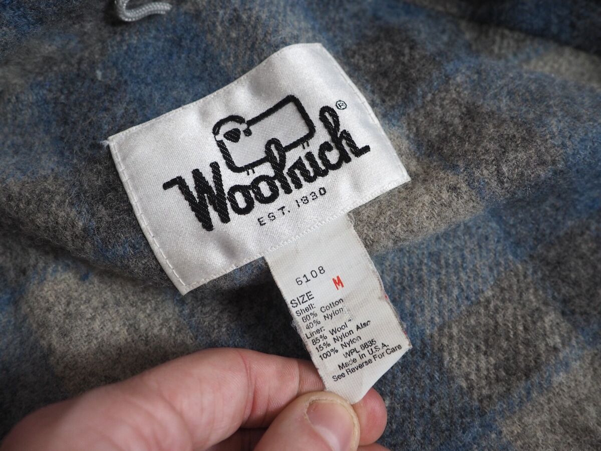 VTG 70s Woolrich Blue Gray Wool Plaid Lined Nylon Zip Snap VTG 70s Woolrich Blue Gray Wool Plaid Lined Nylon Zip Snap