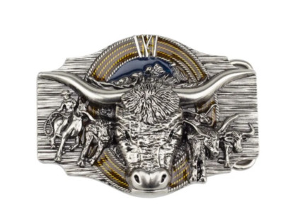 Gürtelschnalle Buckle Bison für Gürtel Metall Herde Indianer Western Longhorn