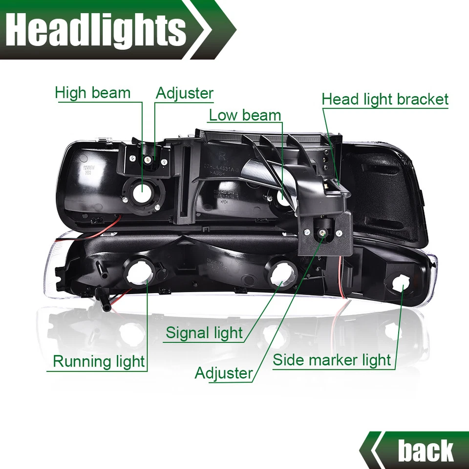 Faro LED DRL + lámpara de señal de parachoques para 99-02 Chevy Silverado 1500 2500 HD 3500 Foto 4 de 4