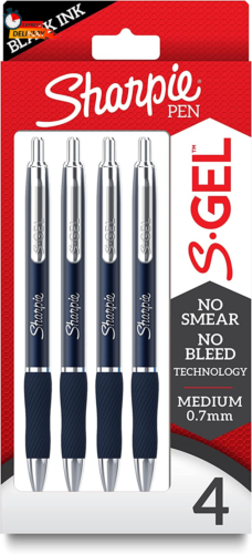 S-Gel, Gel Pens, Sleek Metal Barrel, Midnight Blue, Medium Point (0.7Mm), Black  - Picture 1 of 12