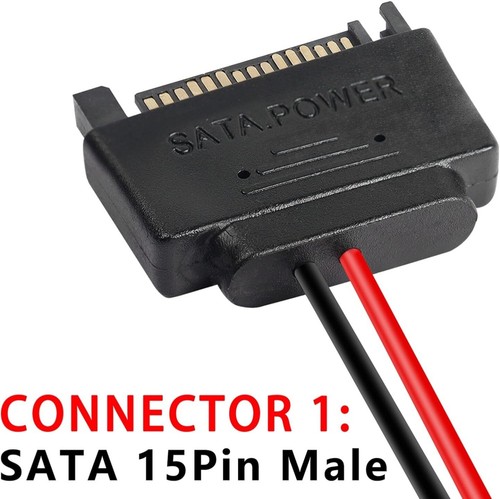 MEIRIYFA 2PCS SATA 15-Pin Maschio a SATA 6-Pin Femmina Slimline Cavo Adattatore Alimentazione - Foto 4 di 6