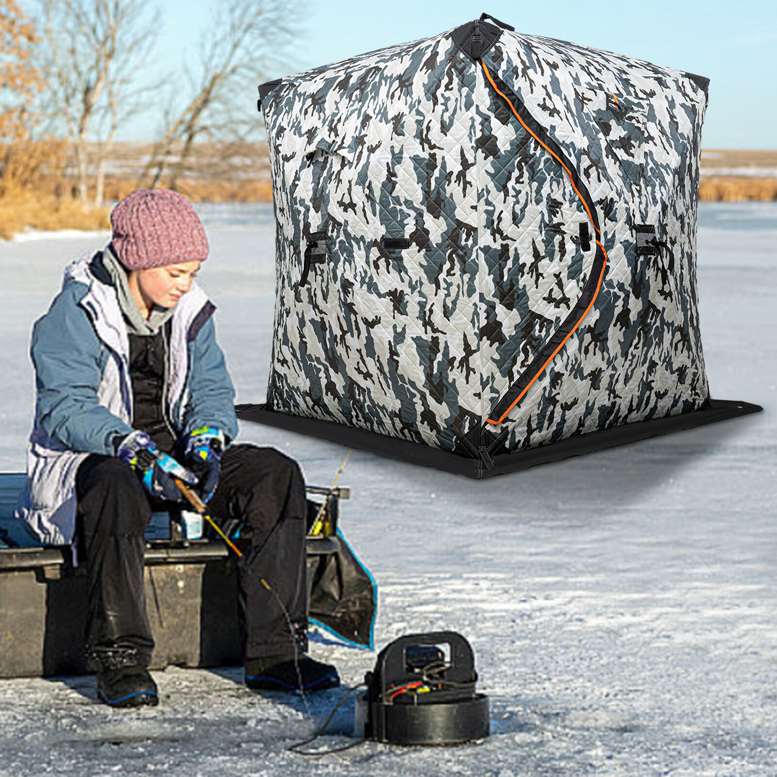 Winter Ice Fishing Tent - 1-2 Person Thermal Shelter 210D Oxford Cloth New