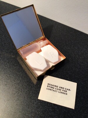 NOS Vintage Etienne Aigner Leather Metal Contact Lens Lenses  display picture 1