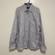 Johnston Murphy Long Sleeves Shirt Men's Size XXL Blue Plaid Cotton Button Up