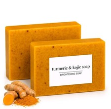 2-Pack Turmeric Soap Bar Lemon Kojic Acid Skin Glow Dark Spots