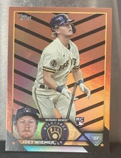 Joey Wiemer 2023 Topps Update Rookie Brewers US245 Orange & Black Foil RC