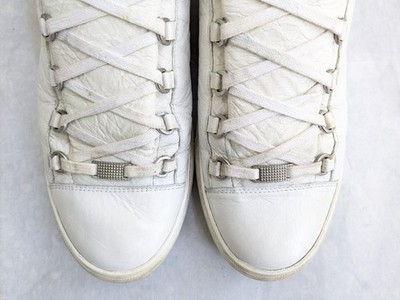 Balenciaga Arena White Men 12 45 Leather High Top Sneakers  display picture 3