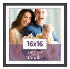 16x16 Frame Mahogany With White Picture Mat For 16x16 Photo - Mahogany 19x19 Fra