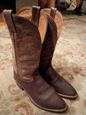 TONY LAMA KRAUSS BROWN BULL HIDE LEATHER ROUND TOE COWBOY BOOTS #7951 MEN'S 10D