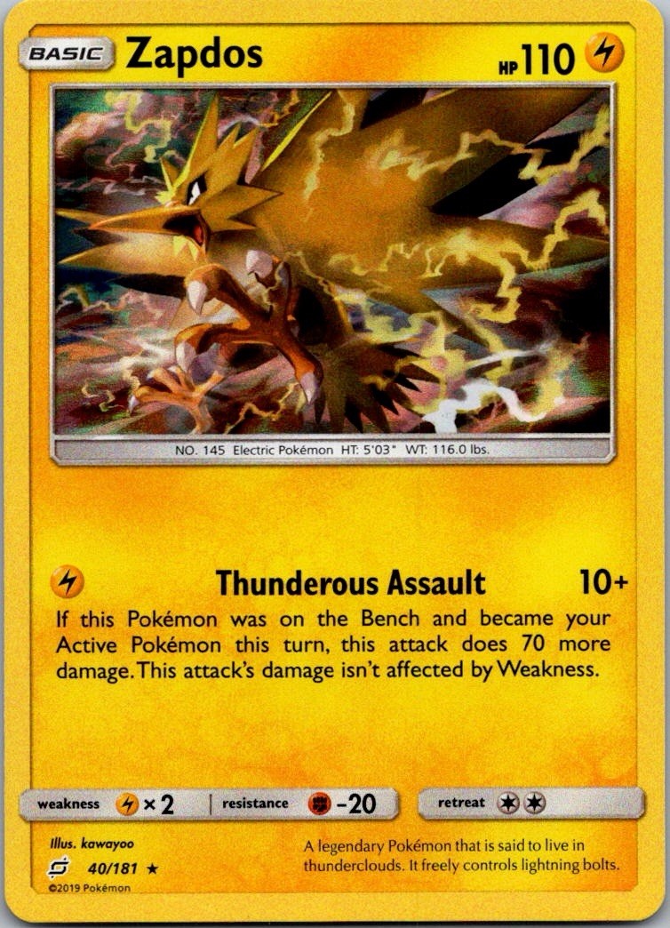 Zapdos 40/181 Team Up | Holo Rare Pokemon Card