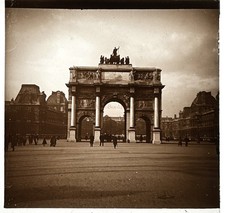 Francia París ARTE Carrusel Y Louvre c1925 Foto Estéreo Cristal Vintage§ T