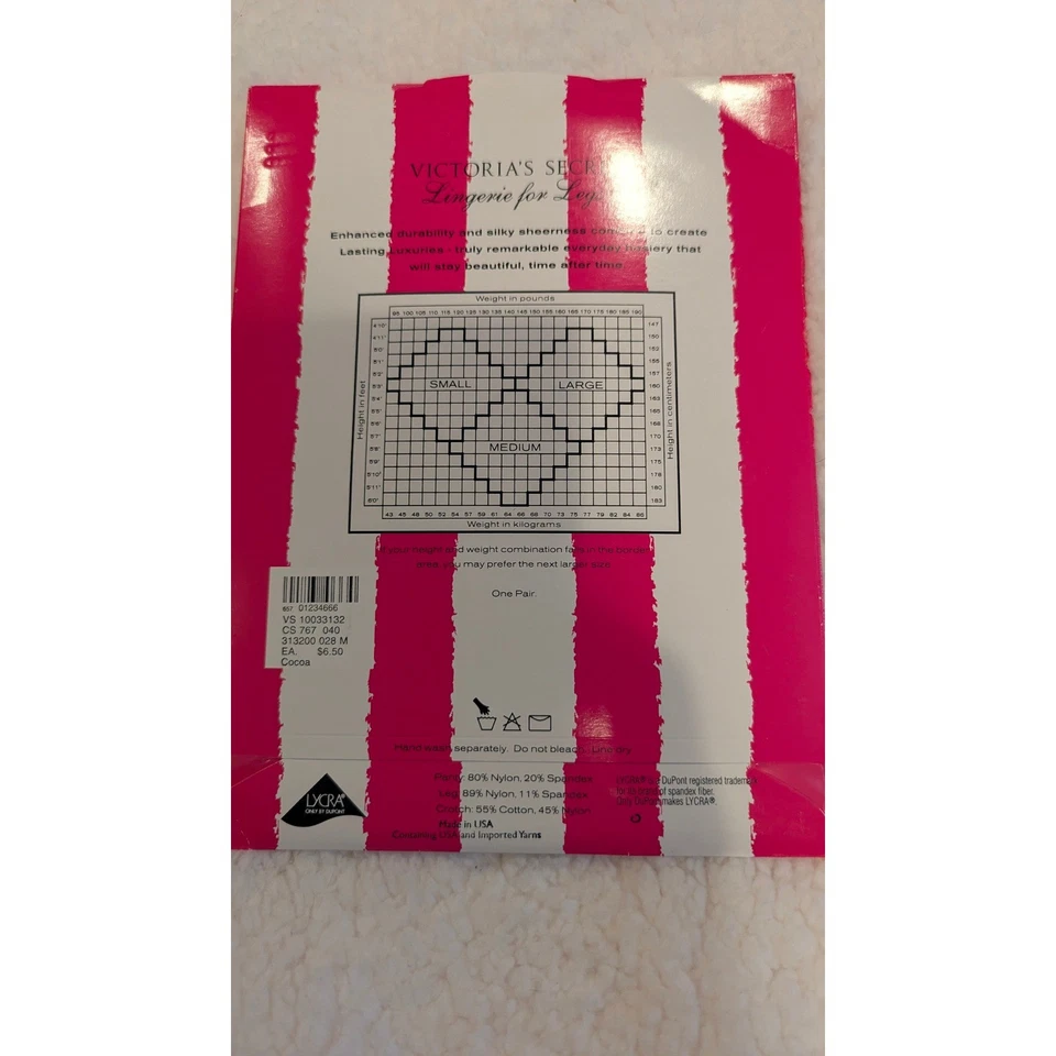 VICTORIA SECRET LUJOS DURADEROS CONTROL PANTIMEDIAS CACAO TRANSPARENTE MD DE COLECCIÓN AÑOS 90 Foto 2 de 3