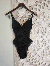 Victoria s Secret Vintage TEDDY Bodysuit Black Lace LINGERIE Bra 34B