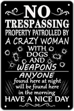 Funny No Trespassing Tin Metal Signs Private Property No Soliciting Yard 8x12