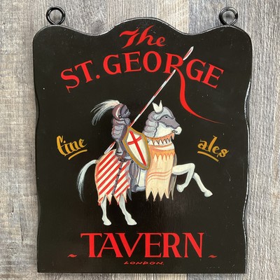 The St. George Tavern Wood Sign London Hand Painted approximate 14'' x 11'' x 1/2''