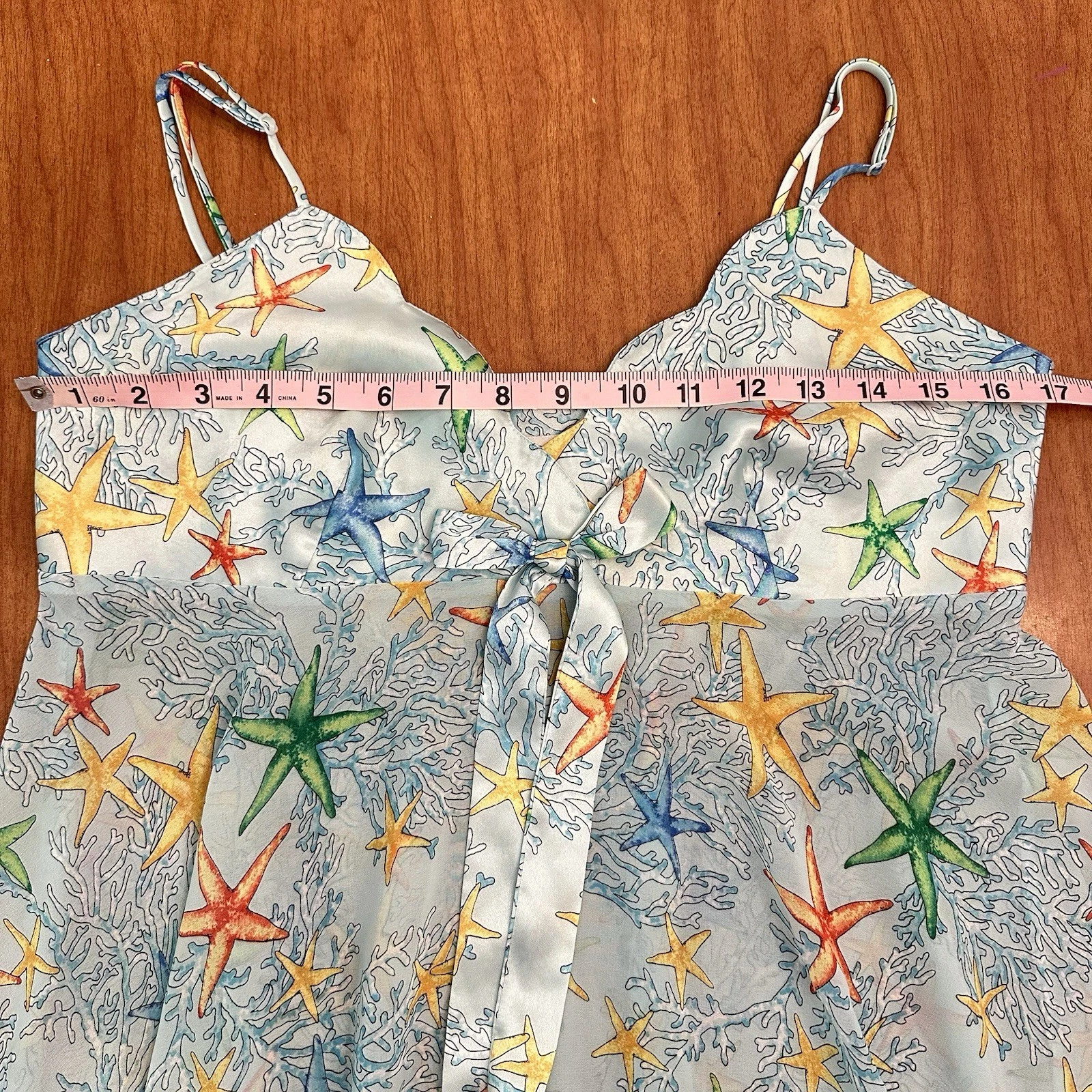 UNDERCOVER Abito Victoria's Secret Y2K blu stella marina stampa corallo slip trasparente setoso medio