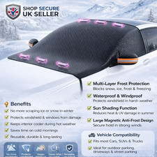 HEAVY DUTY MAGNETIC CAR WINDSHIELD SNOW COVER SHIELD AGAINST ICE FROST AND UV ++
