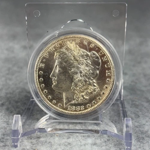 1882 CC Morgan Dollar Silver Coin Rare Key Date Yellow Toning Uncirculated