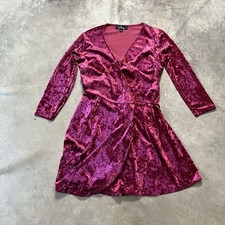 Lulus Shine Of Your Life Dress Womens Small Burgundy Crushed Velvet Wrap Mini