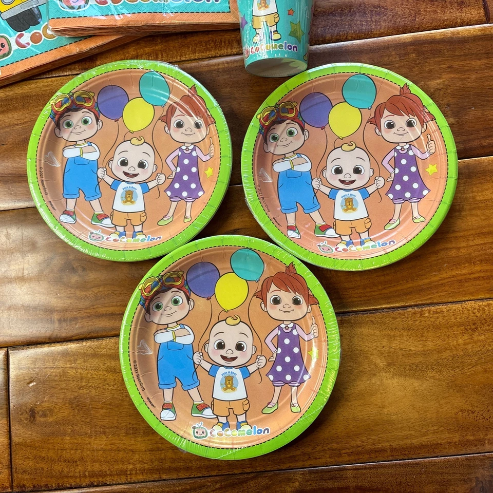 Cocomelon宝贝可爱孩子生日派对套装纸质甜点盘杯餐巾纸 — 第 2/4 张图片
