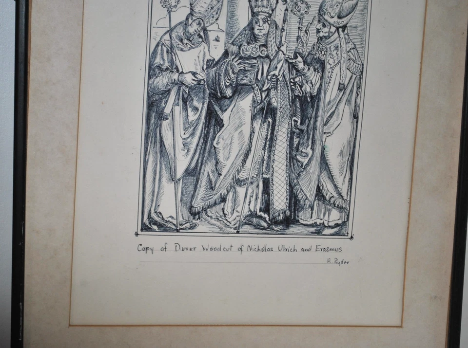 E Ryder Art drawing 'Durer Woodcut'-Saints Vintage sketch- Decorative - Image 2 of 4