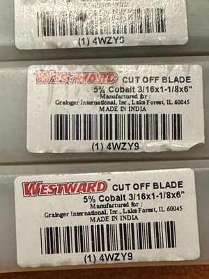 Westward 4WZY9 5% Cobalt HSS Cut Off Blade 3/16 x 1-1/8 x 6'' Lot of 14 New