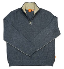 Hugo Boss Orange Label Gray 1/4 Zip Mens Pullover Wool Sweater Size S