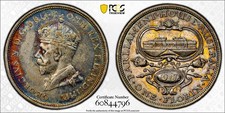 1927 Australia Florin  PCGS AU 50  Very Cool Toning & Sharp Eye Appeal