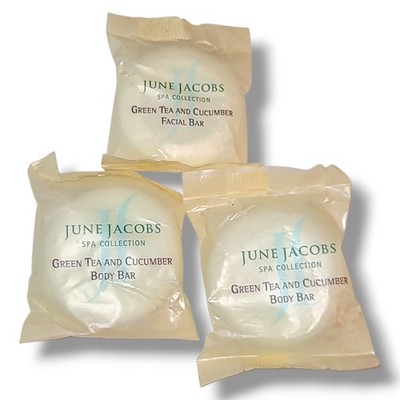 NOS June Jacobs Spa Soap Lot 3 Green Tea Cucumber Body Facial Bars Hotel Travel