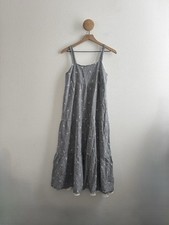 Madewell Embroidered Tiered Midi Dress in Navy Gingham Check Size Small