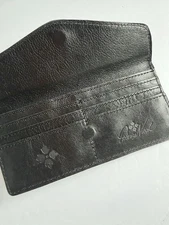 Patricia Nash Wallet black Leather Slim Envelope Cash Card Purse Insert Magnetic