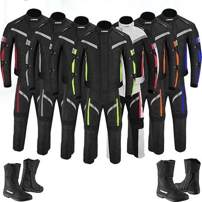 Herren Motorrad Anzug Racing Gepanzert Wasserdicht Motorrad Jacke Hose Stiefel Set