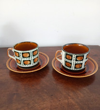 Vintage Boch Frères Bernadette Coffee/Tea Cups and Saucers Belgium 1960s