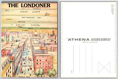 The Londoner after Steinberg Humorous Map Postcard Oxford St Regent St Athena