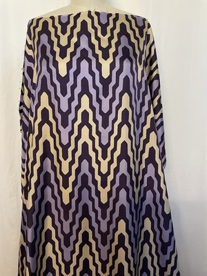100% Silk Twill Geometric Chevron Purple Lavender Cream Fabric by the Yard 45'' W
