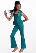Dance Pre-Owned Costume Weissman 15727 Large Adult Green Jumpsuit Jazz Sequin